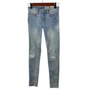 AllSaints Mast Skinny Jeans Women’s Blue Faded Low Rise Stretch Denim Casual 25W
